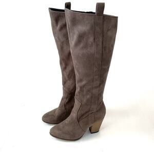 Faryl by Faryl Robbin brown tall faux suede heeled boots size 7